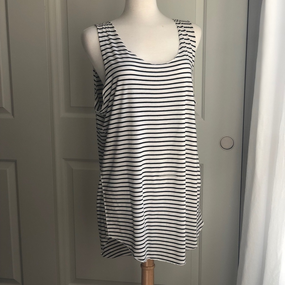 White and Navy Stripes Tank
